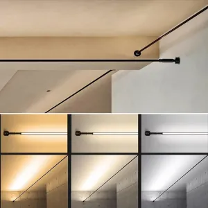 Skyline Steel Strip Light Linear Wall Lamp Strip Family Decoration Steel Bar Villa Aisle Bar DIY Length LED Light Cutting Slim Sconce for Wall Ceiling Floor Lighting,6000K Black 118Inch