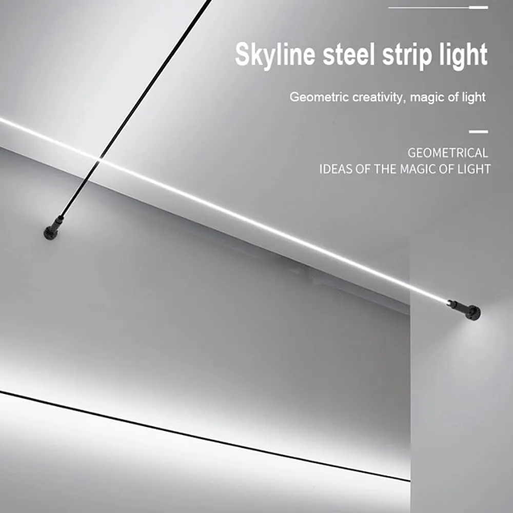 Skyline Steel Strip Light Linear Wall Lamp Strip Family Decoration Steel Bar Villa Aisle Bar DIY Length LED Light Cutting Slim Sconce for Wall Ceiling Floor Lighting,6000K Black 118Inch