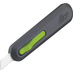 slice® Utility Knife, Auto-Retract, 9/10"Wx6-1/10"Lx1-2/5"H, GYGN