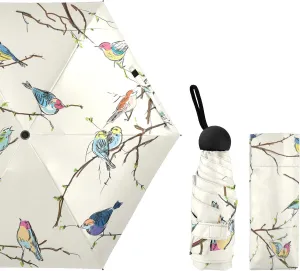 Small Mini Anti-UV Compact Travel Umbrella, 5 Folding Ultra-Light Umbrella, 6 Ribs Pocket Windproof Foldable Vinyl Parasol