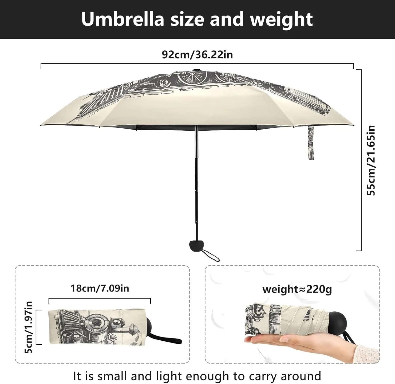 Small Mini Anti-UV Compact Travel Umbrella, 5 Folding Ultra-Light Umbrella, 6 Ribs Pocket Windproof Foldable Vinyl Parasol