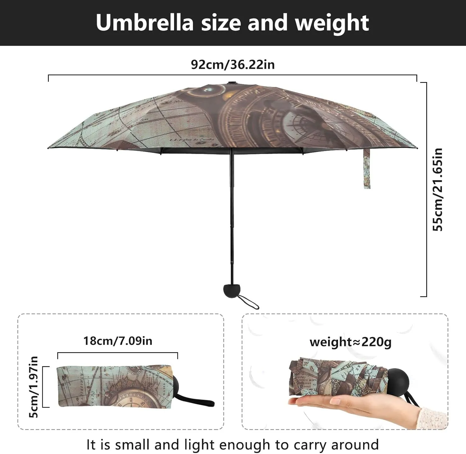 Small Mini Anti-UV Compact Travel Umbrella, 5 Folding Ultra-Light Umbrella, 6 Ribs Pocket Windproof Foldable Vinyl Parasol