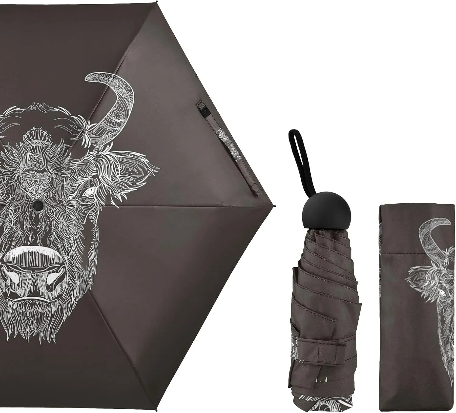 Small Mini Anti-UV Compact Travel Umbrella, 5 Folding Ultra-Light Umbrella, 6 Ribs Pocket Windproof Foldable Vinyl Parasol