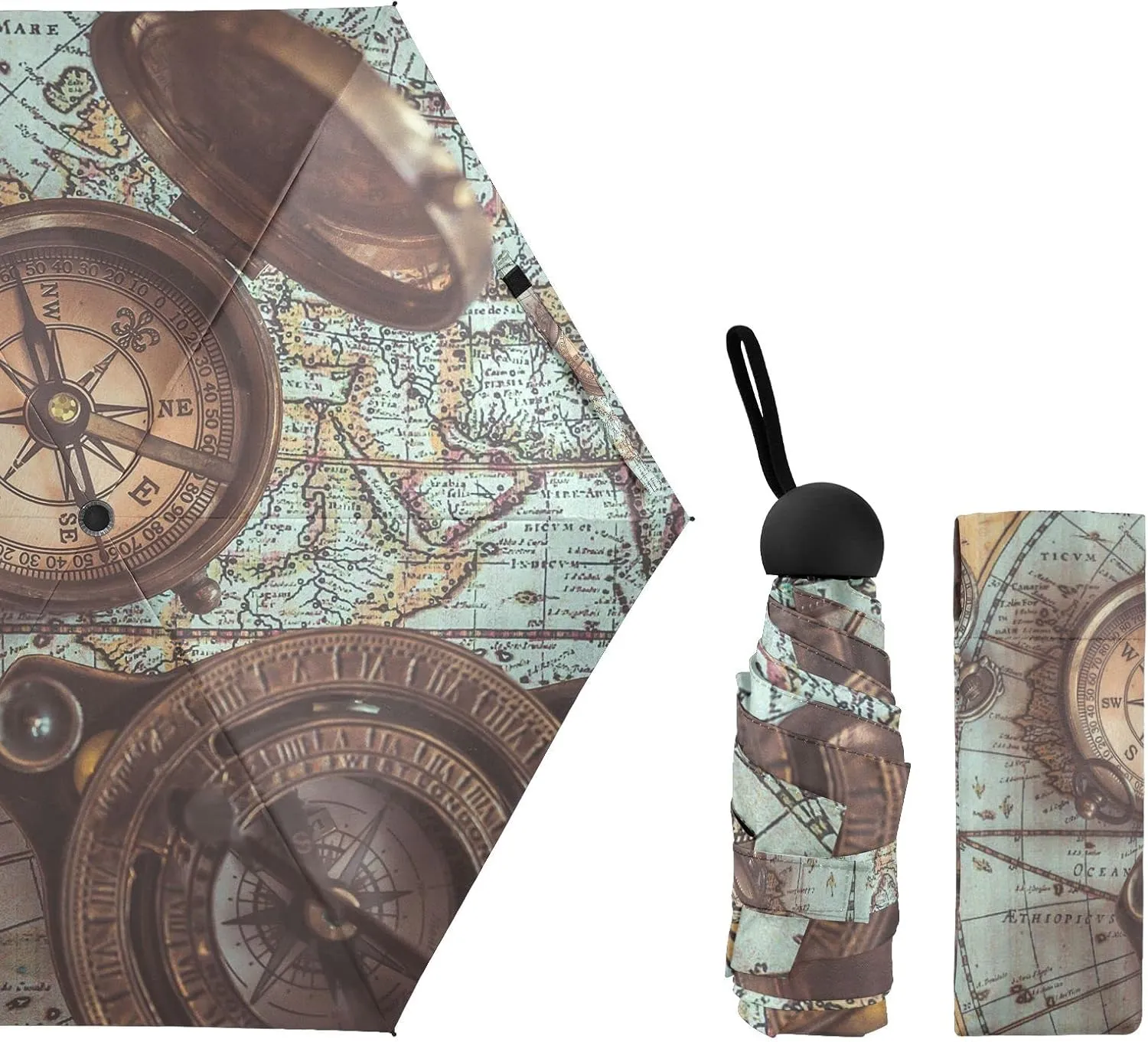 Small Mini Anti-UV Compact Travel Umbrella, 5 Folding Ultra-Light Umbrella, 6 Ribs Pocket Windproof Foldable Vinyl Parasol
