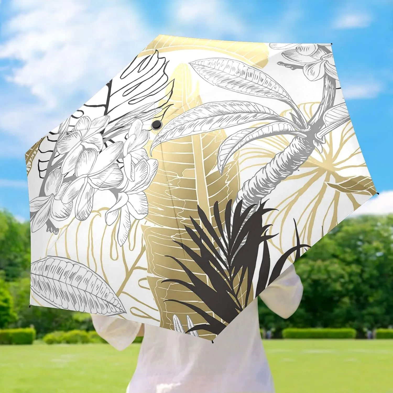 Small Mini Anti-UV Compact Travel Umbrella, 5 Folding Ultra-Light Umbrella, 6 Ribs Pocket Windproof Foldable Vinyl Parasol