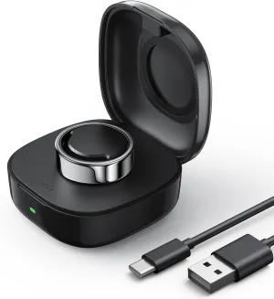 Smart Ring Charging Case Size 7, Compatible with Oura Ring Gen3 Heritage/Horizon, 600mAh Portable Charger Dock with Indicator Light, Charging Box for Smart Ring with Travel Storage Bag（Black）