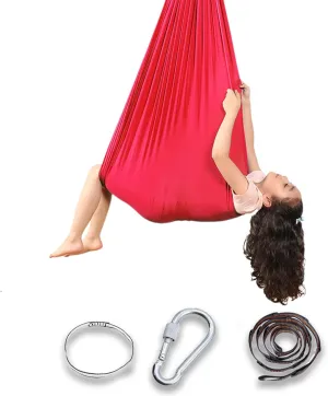 SmartPlayground Sensory Swing, Double Layer Reversible Sensorys Swings, Indoor Outdoor Sensory Swing for Child, Enhanced Weighing, Easy to Carry, Breathable and Comfortable (red)