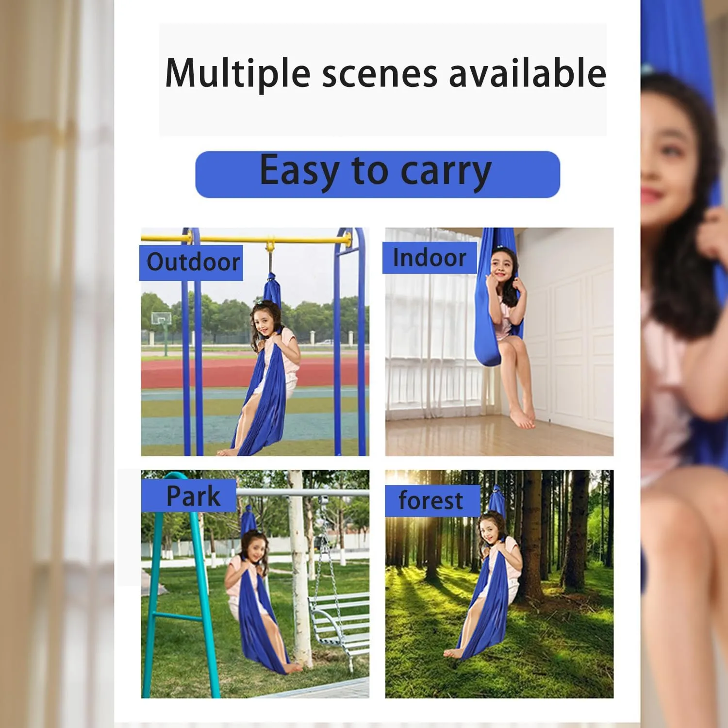 SmartPlayground Sensory Swing, Double Layer Reversible Sensorys Swings, Indoor Outdoor Sensory Swing for Child, Enhanced Weighing, Easy to Carry, Breathable and Comfortable (red)