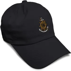 Soft Baseball Cap Wheel Anchor Rope Embroidery Symbols Wheel Anchor Rope Cotton Dad Hats for Men & Women