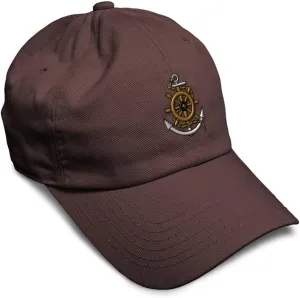 Soft Baseball Cap Wheel Anchor Rope Embroidery Symbols Wheel Anchor Rope Cotton Dad Hats for Men & Women