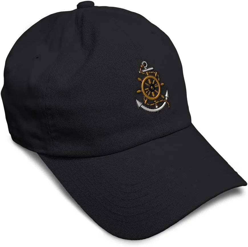 Soft Baseball Cap Wheel Anchor Rope Embroidery Symbols Wheel Anchor Rope Cotton Dad Hats for Men & Women