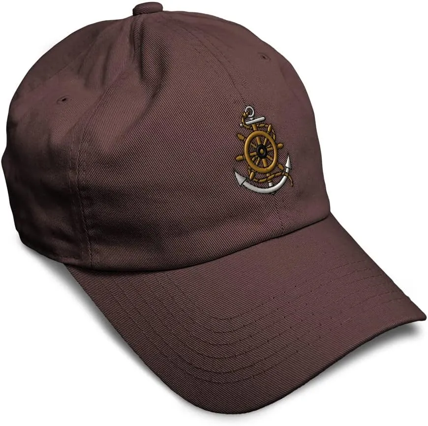 Soft Baseball Cap Wheel Anchor Rope Embroidery Symbols Wheel Anchor Rope Cotton Dad Hats for Men & Women