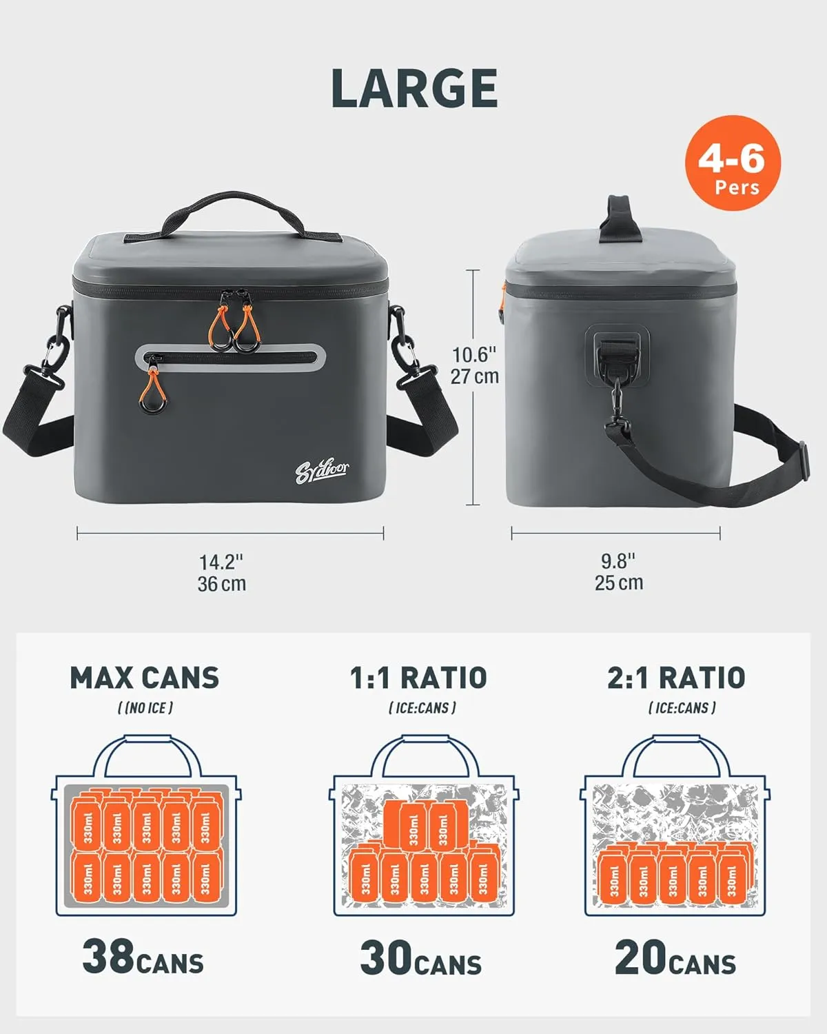 Soft-Sided Cooler Bag, 7/16/30 Can Portable Ice Chest Box, Waterproof, Leak-Proof, Insulated Cooler for Lunch, Beach, Drink, Beverage, Travel, Camping, Picnic