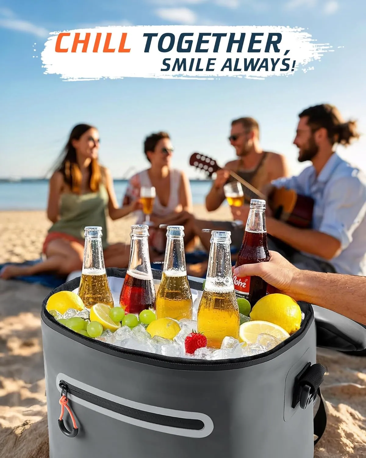 Soft-Sided Cooler Bag, 7/16/30 Can Portable Ice Chest Box, Waterproof, Leak-Proof, Insulated Cooler for Lunch, Beach, Drink, Beverage, Travel, Camping, Picnic