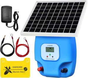 Solar Electric Fence Charger, 1.5 Joules Energizer with LCD Display, 8000 mAh Lithium Battery & 10W Solar Panel - Ideal for Livestock, Pet, Poultry, Gardens, Orchards Protection, 5-Mile Range