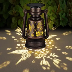 Solar Lantern Outdoor Hanging Vintage LED Waterproof Camping Light with Beautiful Graphics Landscape Decor for Yard,Patio,Porch,Lawn,Tabletop(Hummingbird)
