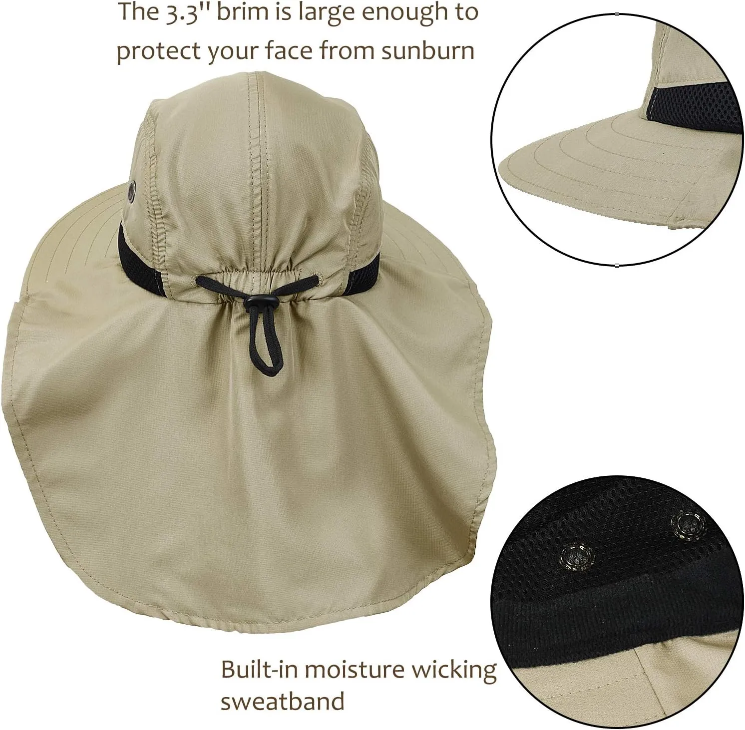 Solaris Sun Hat with Neck Flap, UPF 50 Sun Protection Lightweight Sun Cap for Men Women, Wide Brim Hat for Fishing Hiking