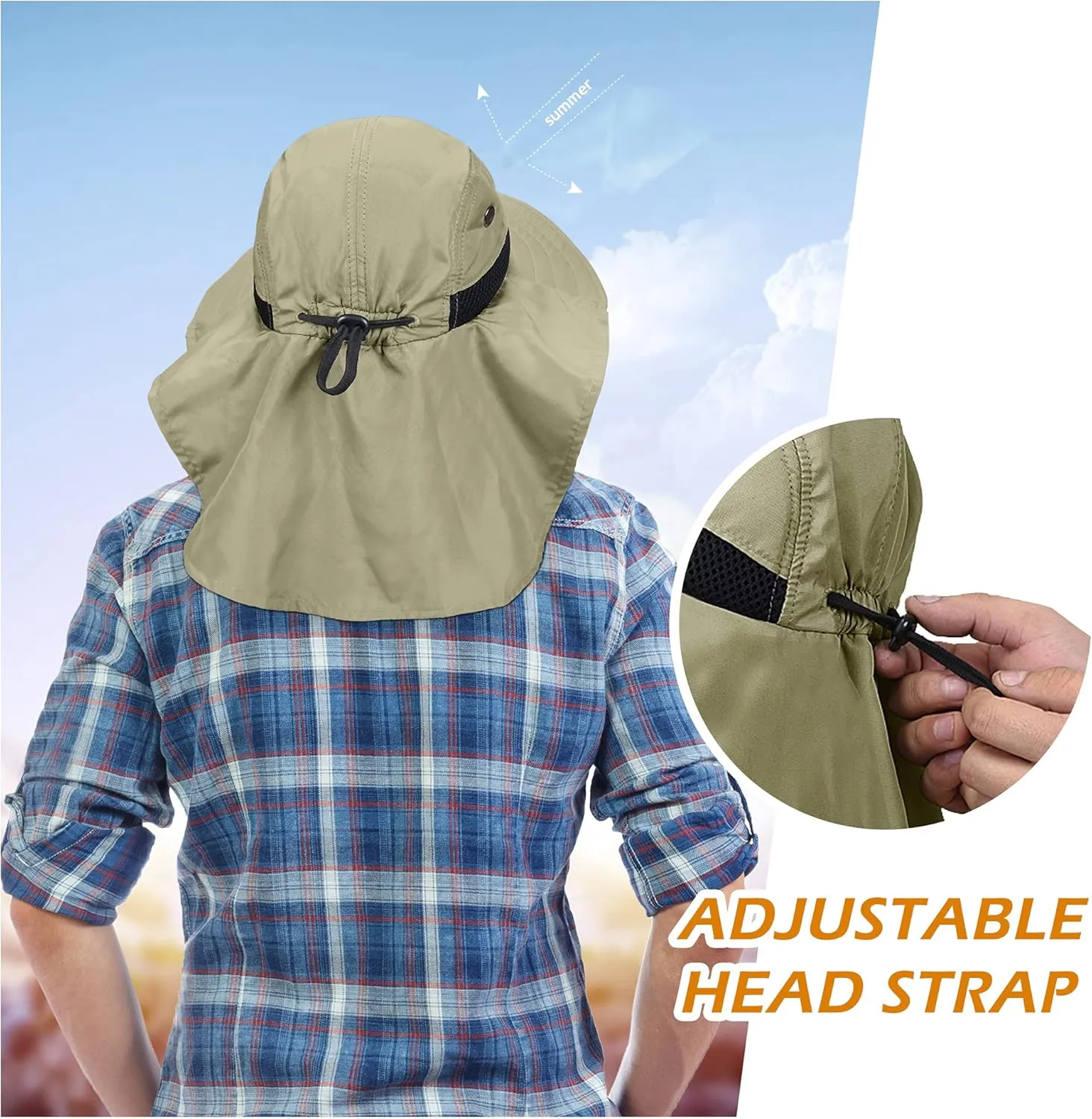 Solaris Sun Hat with Neck Flap, UPF 50 Sun Protection Lightweight Sun Cap for Men Women, Wide Brim Hat for Fishing Hiking