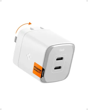 Spigen GaN III 452 45W 2 Ports Compact Foldable Dual USB C Wall Charger PD PPS Fast Charging Block Adapter for iPhone 16 Plus Pro Max 15 14 13 iPad Air Pro Samsung Galaxy S25 S24 Z Flip Fold 6 Pixel