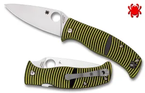 Spyderco Caribbean Leaf G-10 Black/Yellow 3.70" LC200N Plain Blade C217GP