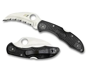 Spyderco Tasman Salt 2 Black FRN 2.91" H-2 Serrated Rustproof Folding Knife C106SBK2
