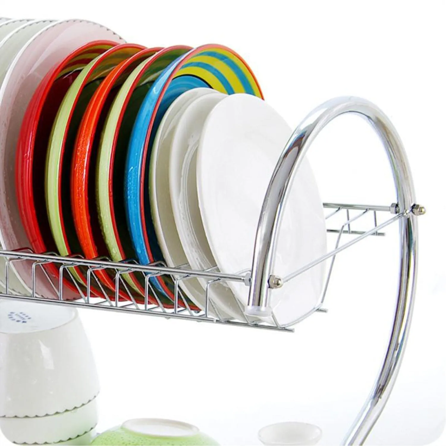 Stainless Steel 2 Layer Kitchen Dish Rack / Plate Cutlery Stand
