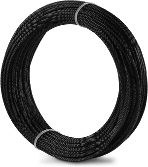 Steel DN Mate 100ft Black Wire Rope, 1/8" Stainless Steel Cable for Deck Cable Railing System, 7x7 Strands Construction, T316L Marine Grade Stainless Steel Wire Rust-Free