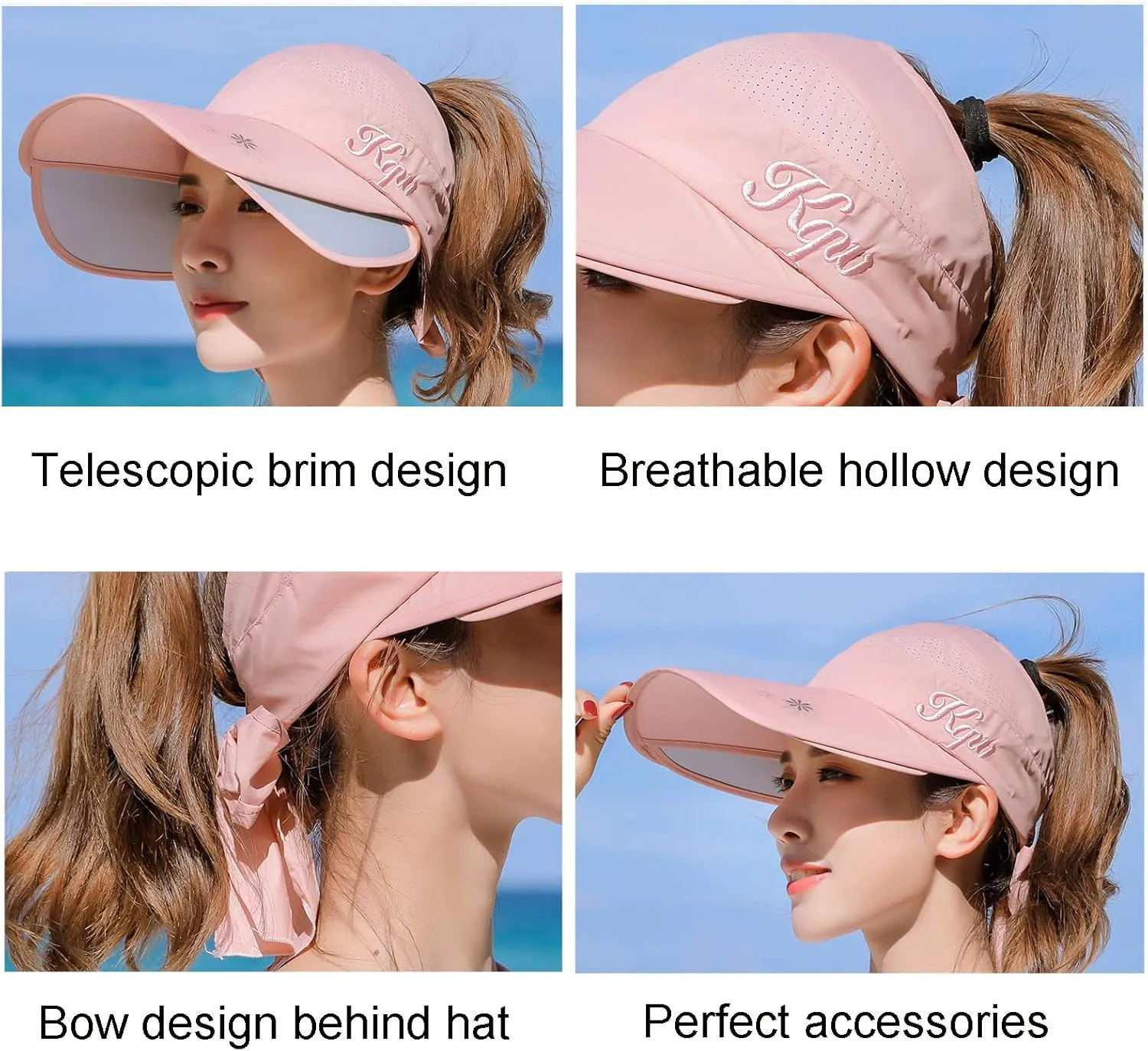 Sun Hats for Women Wide Brim Visors Caps Floppy Beach Shell Packable for Hiking Golf Tennis Outdoors