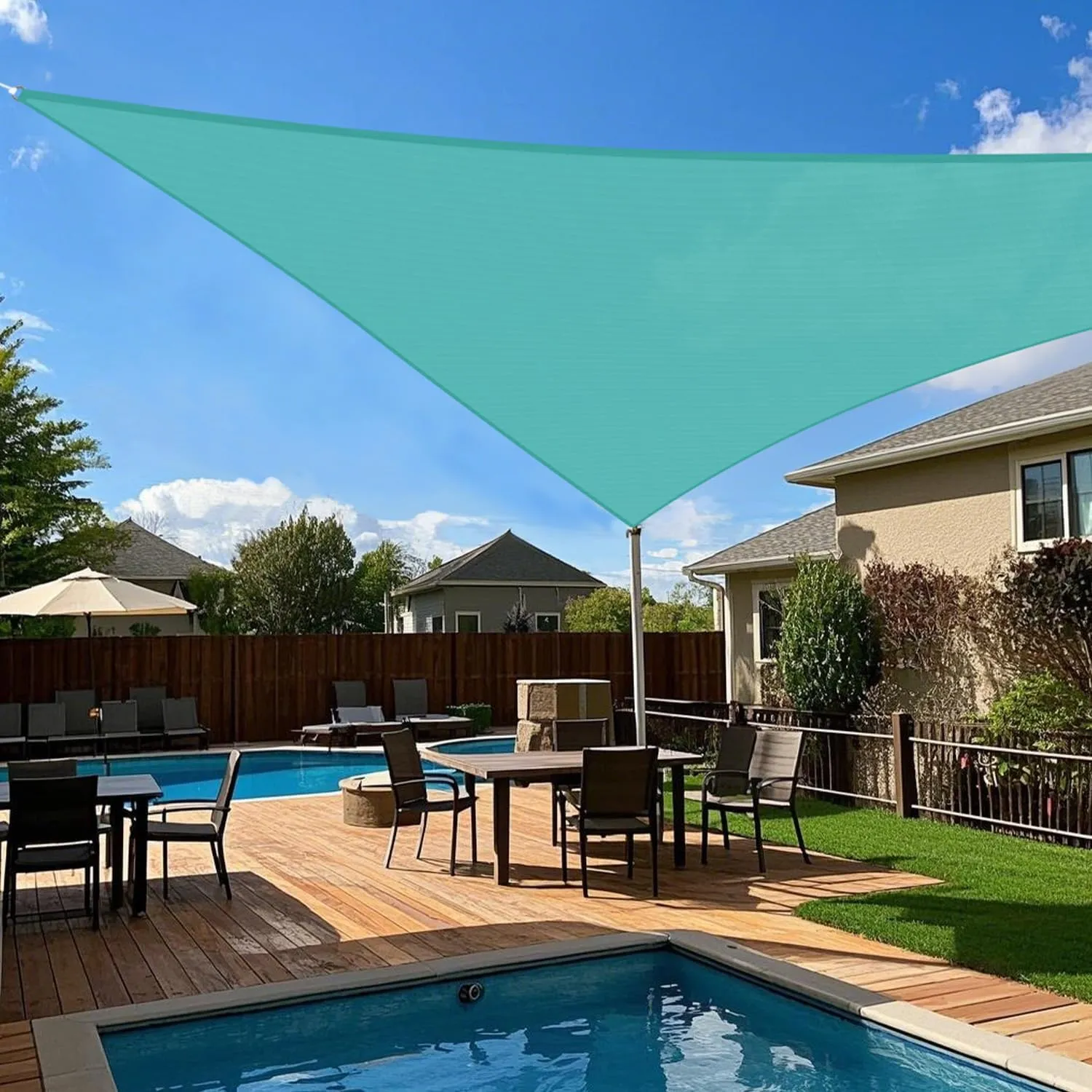 Sun Shade Sails Triangle 8' x 8' x 11.3' UV Block Sunshade Canopy Fabric for Patio Pergola Pool Garden Backyard Outdoor Activities, Turquoise