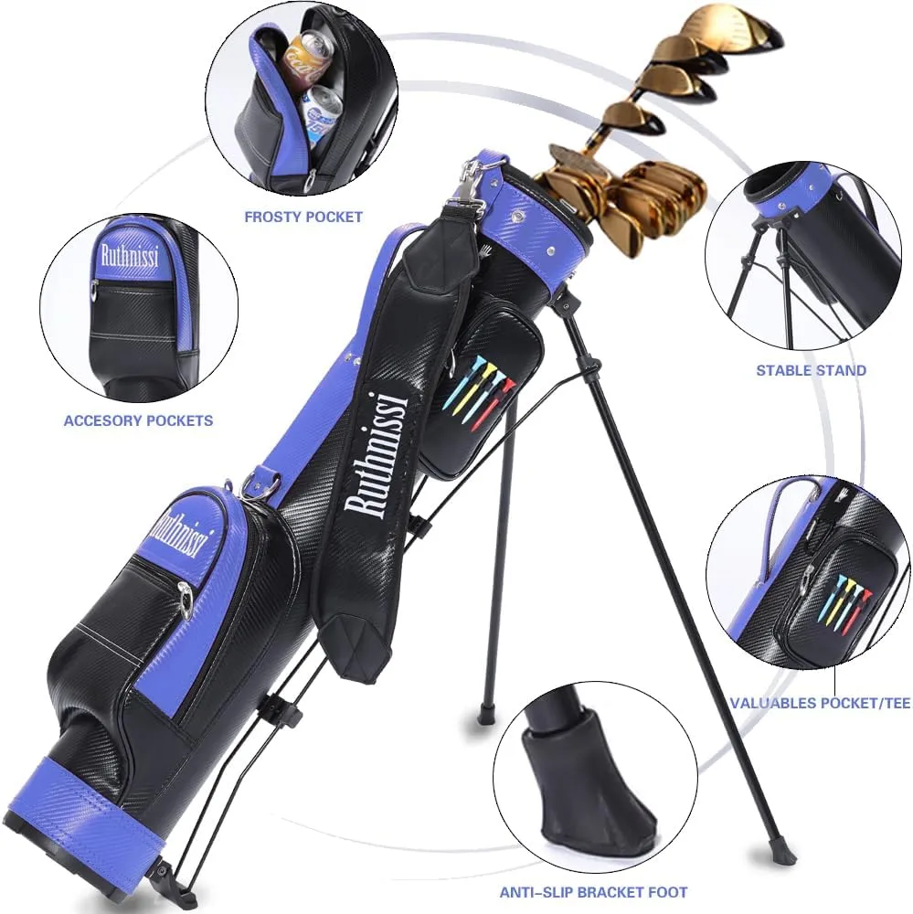 Sunday Golf StandBag with Cooler Pouch and Padded Strap，Lightweight for Driving Range Mini Course Training Practice Man Women,Travel Case Vertical Hard Shell Tube for Airlines