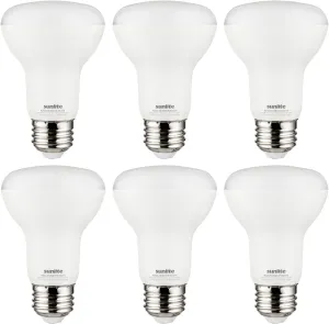 Sunlite LED 90 CRI R20 Recessed Light Bulb, 8 Watts (50W=), 525 Lumens, Dimmable, Medium Base (E26), Wide 110° Beam Angle, Title-20 Compliant, UL Listed, 2700K Soft White, 6 Count