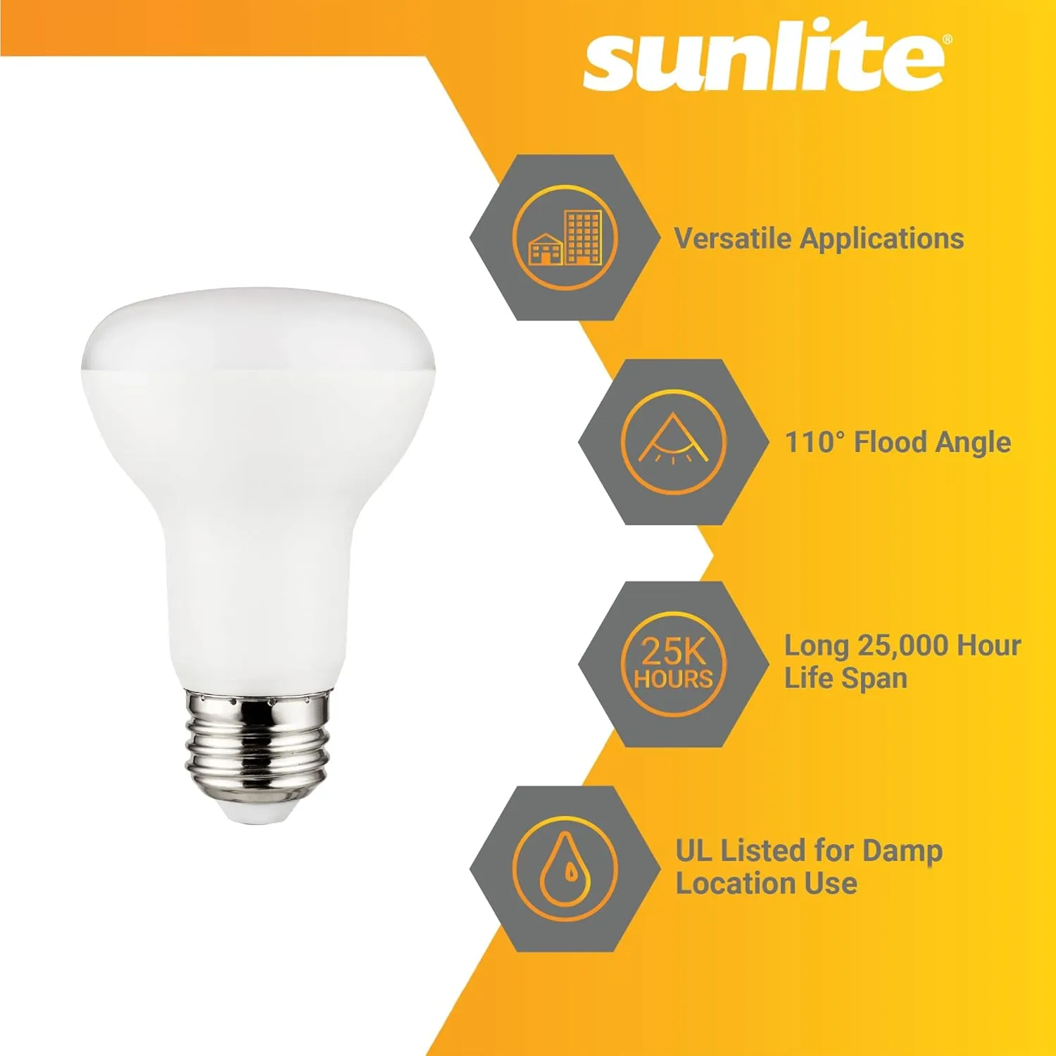 Sunlite LED 90 CRI R20 Recessed Light Bulb, 8 Watts (50W=), 525 Lumens, Dimmable, Medium Base (E26), Wide 110° Beam Angle, Title-20 Compliant, UL Listed, 2700K Soft White, 6 Count