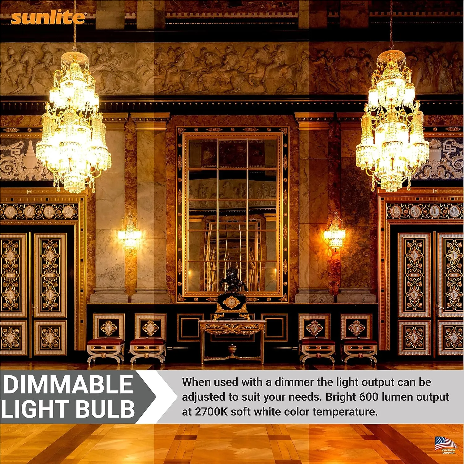 Sunlite LED Filament B11 Torpedo Chandelier Light Bulb, 5.5 Watts (60W Equivalent), 600 Lumens, Medium E26 Base, Dimmable, Edison Style, 90 CRI, UL Listed, 2700K Soft White, 6 Pack