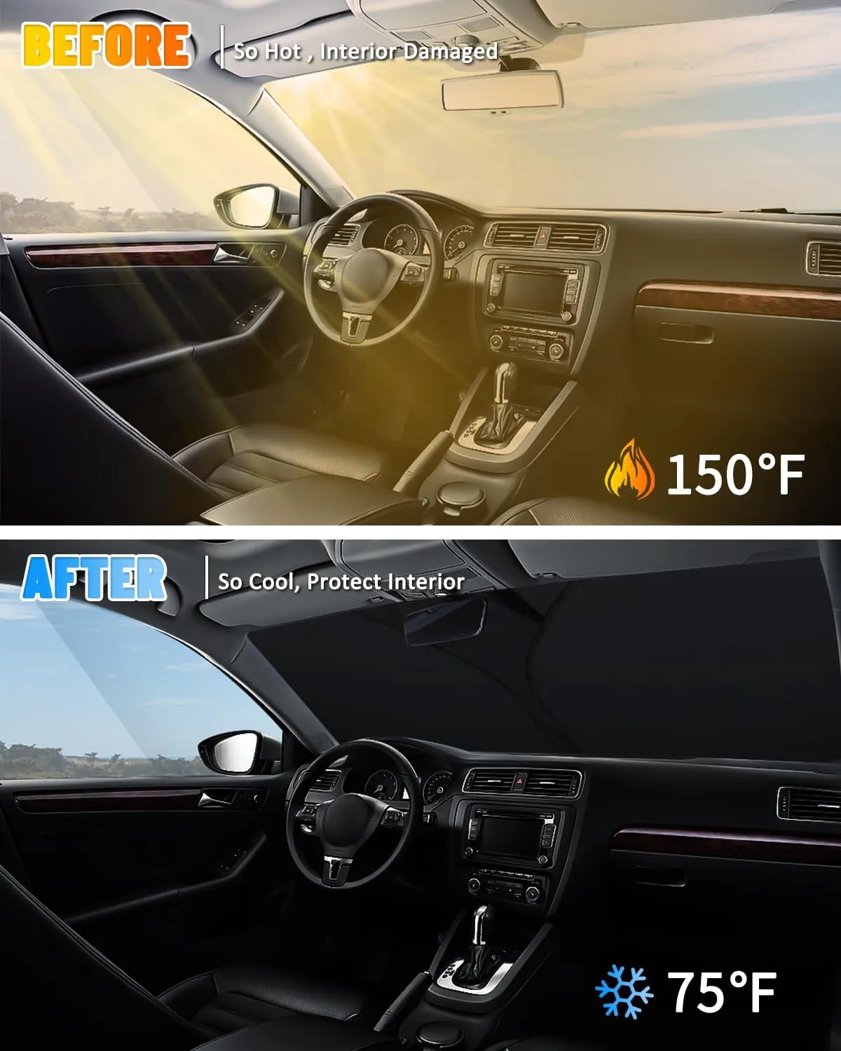 Sunset Beach Car Windshield Sun Shade Compatible with Toyota Sienna Mini Van 2021 2022 2023 2024 2025, Foldable Reflective Window Sunshade for UV Protection & Heat Reduction