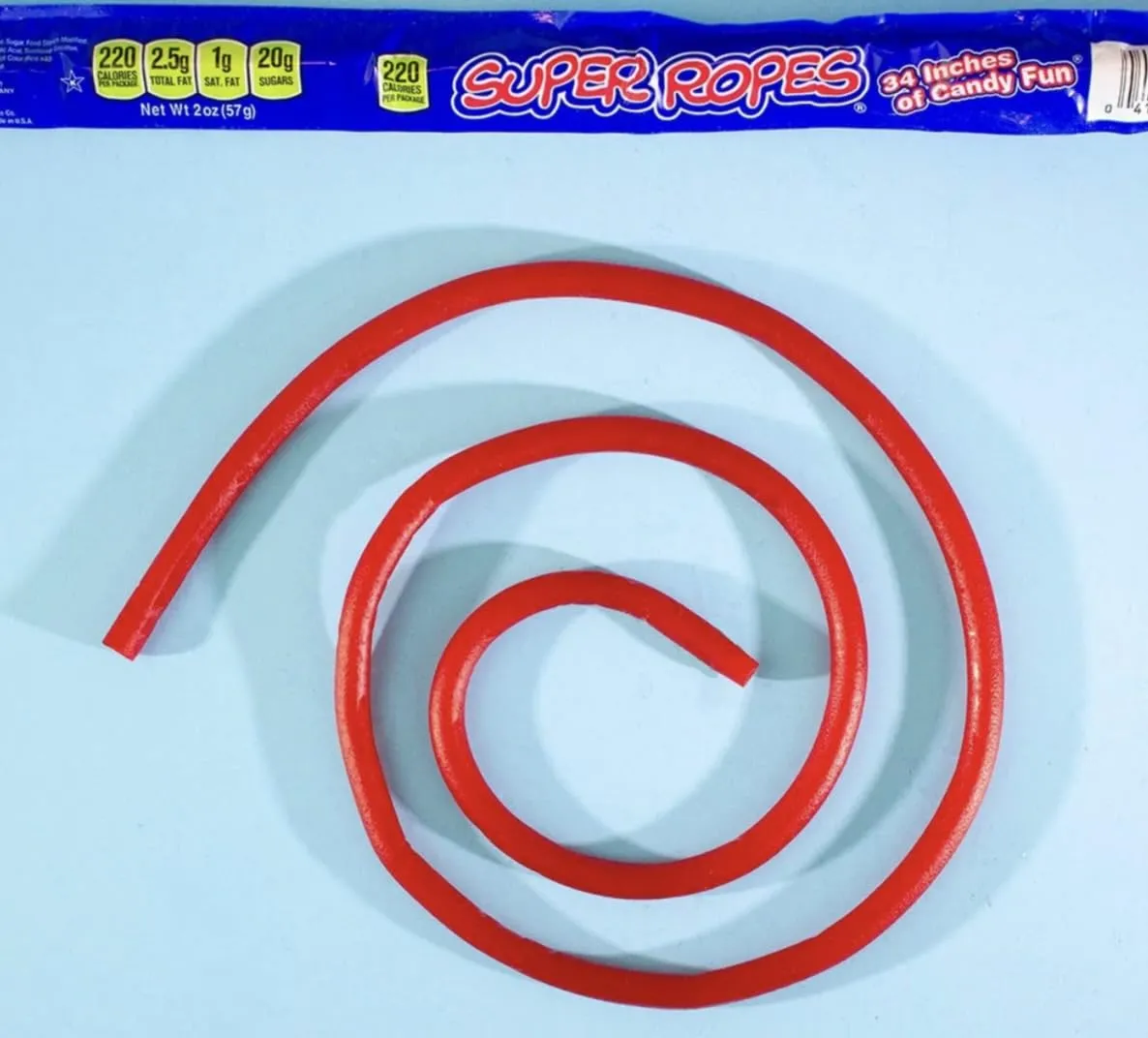 Super Ropes 34" Individually Wrapped Rope, 2oz (15 Pack), Red Licorice Candy Rope
