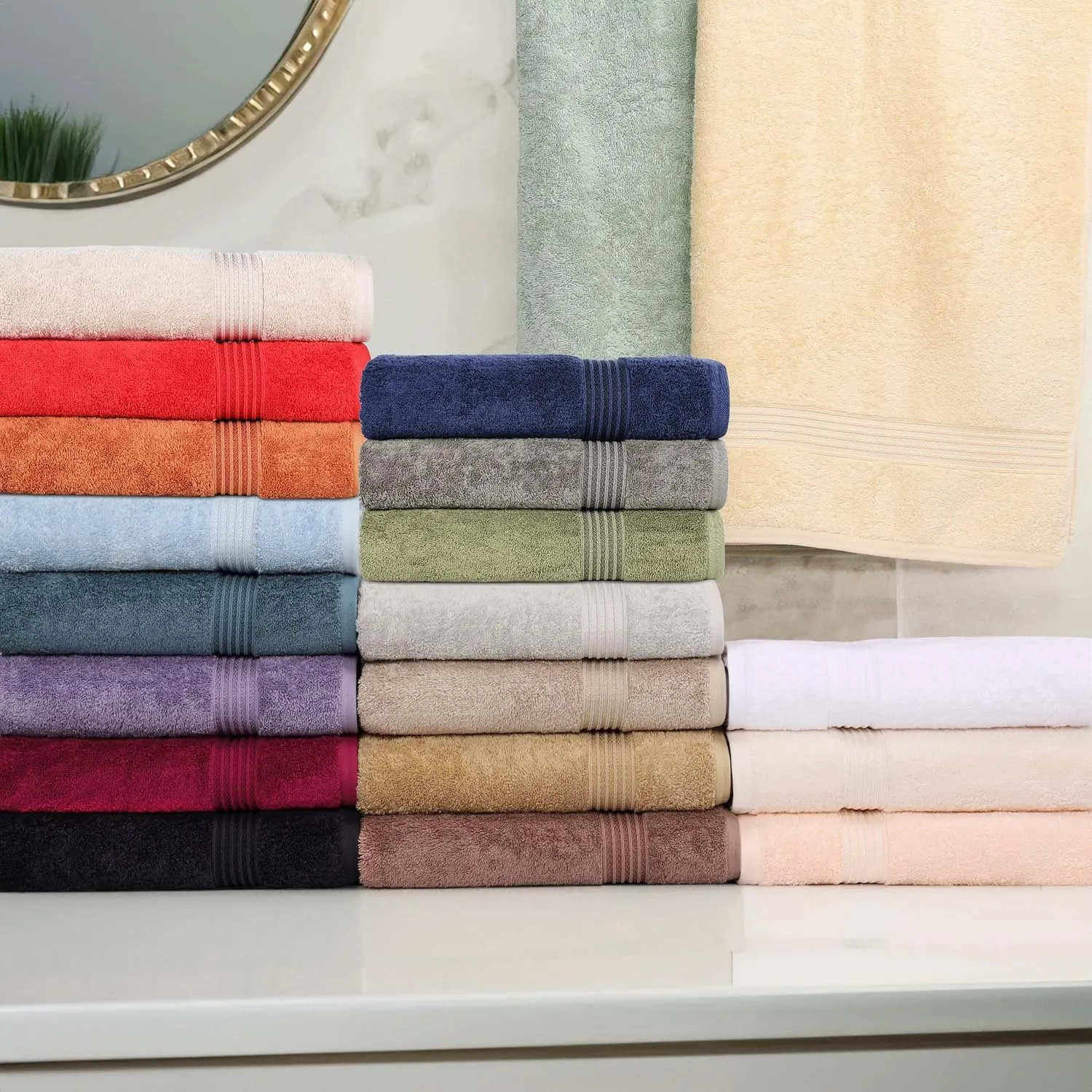 Superior Egyptian Cotton 6-Piece Towel Set, Bathroom Essentials, Towels For Bathroom, Apartment, Airbnb, Guest Bath, Face, Hand, Bath Towels, Washcloths, Absorbent, Fast Drying, Black