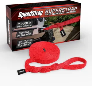 SuperStrap Weavable Recovery Tow Strap 1" x 30' - Heavy Duty 7,000 lb Break Strength, Emergency Towing Rope for Offroad 4x4, Car, SUV, ATV, Boat