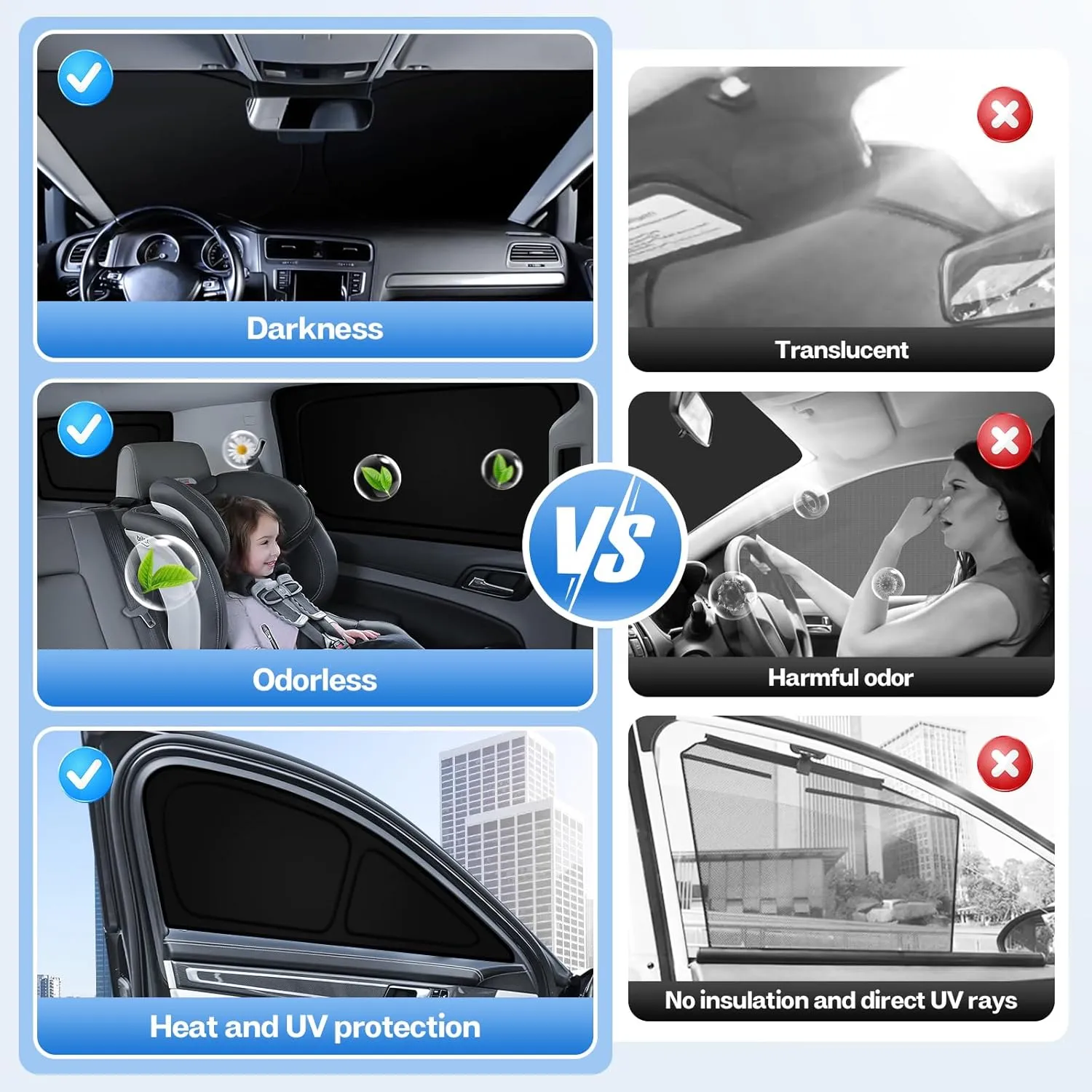 T TGBROS Window Sunshade for 2010-2024 Toyota 4Runner Windshield Side Rear Privacy Window Full Set Custom Fit Car Sun Shades Foldable Blocks UV Rays Keeps Your Vehicle Cool 8PCS