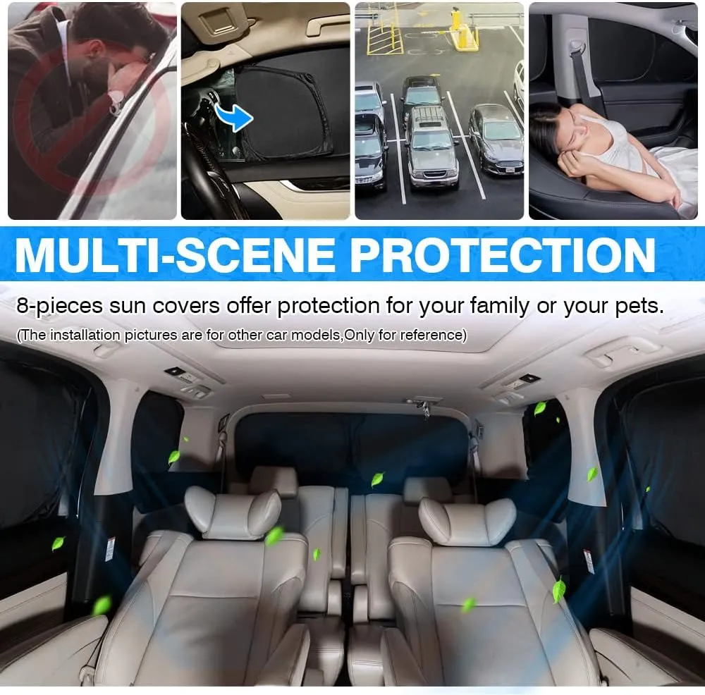 T TGBROS Window Sunshade for 2010-2024 Toyota 4Runner Windshield Side Rear Privacy Window Full Set Custom Fit Car Sun Shades Foldable Blocks UV Rays Keeps Your Vehicle Cool 8PCS