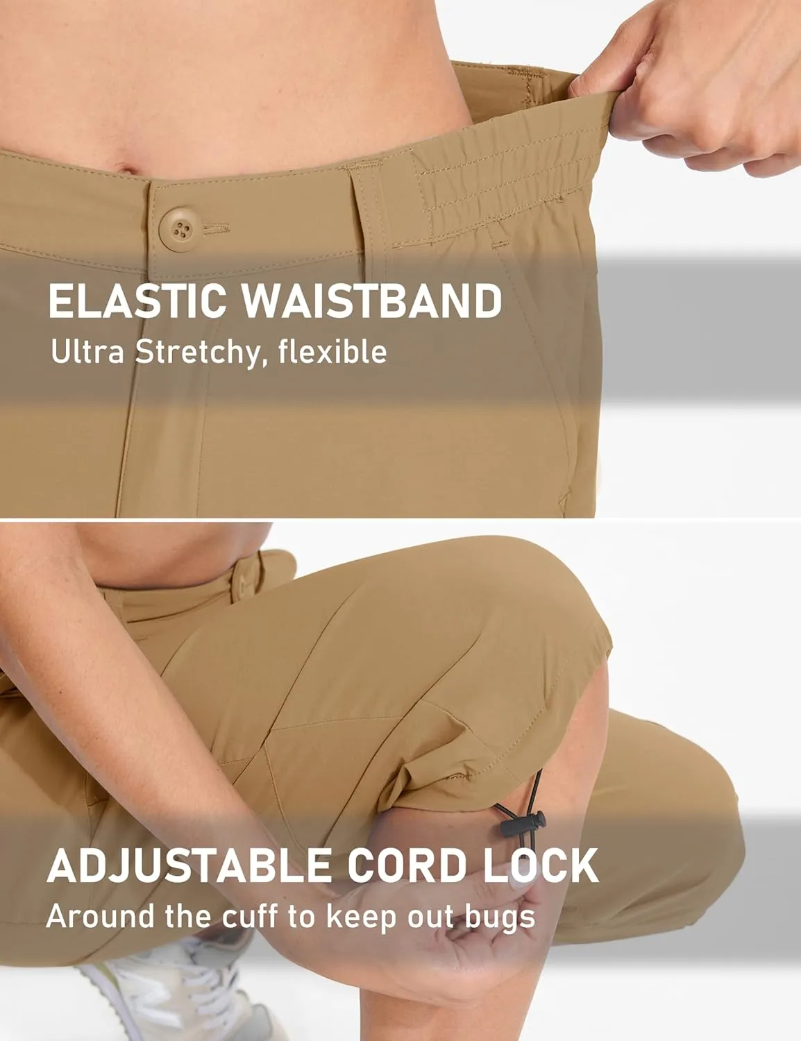 TACVASEN Women's Cargo Capris Hiking Pants Lightweight Quick Dry Travel Long Shorts Golf Casual Summer Zipper Pockets