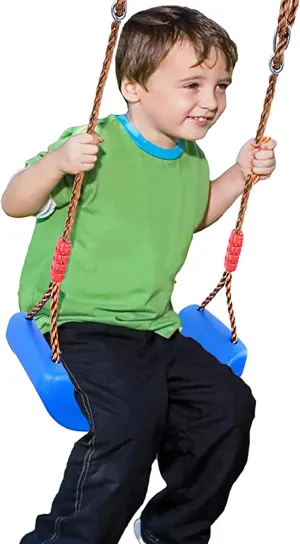 Taeku Swings for Kids, Plastic Swing Seat with Rope Kids Tree Swing Set Accessories Adjustable Rope for Outdoor Indoor Playground (Blue)