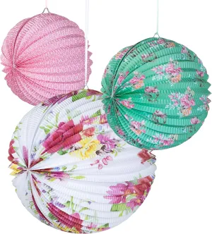 Talking Tables Tea Party Decorations Floral Paper Lantern Plates Vintage Party for Birthdays, Bridal shower, Baby shower, 3 Sizes, Pack of 3, Pastel colors, Model: