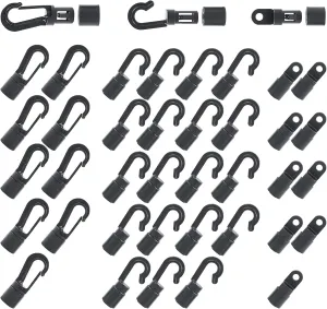 Tanstic 40Pcs Bungee Shock Cord Hooks Shock Open End Hooks for 1/4" 3/16'' 5/16'' Cord Rope with Straight Hooks for Kayaks