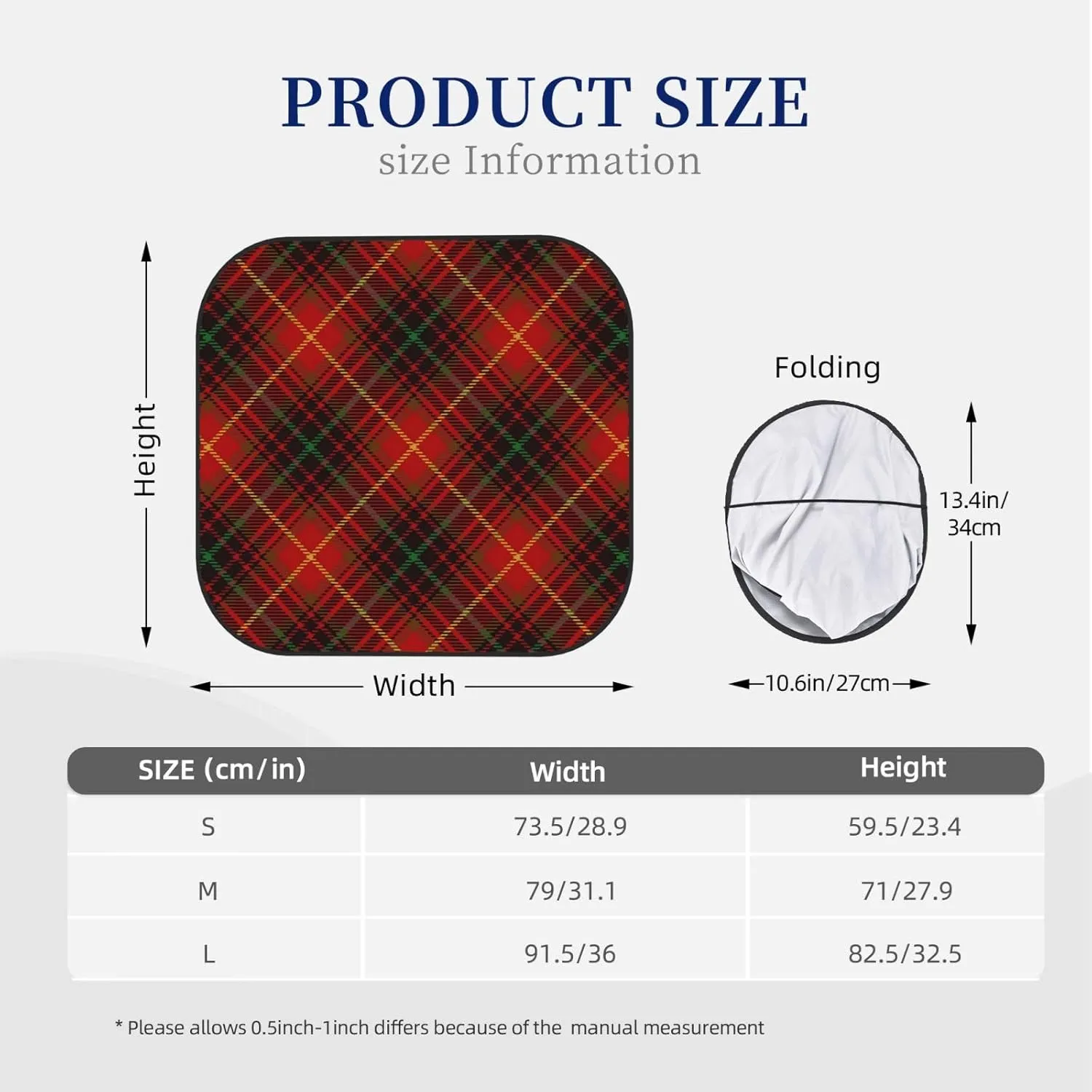 Tartan-Red-Green-Gold-and-Black-Color-Plaid-S-Trend 2-Piece Windshield Sunshade - Foldable Car Front Window Sunshade Medium