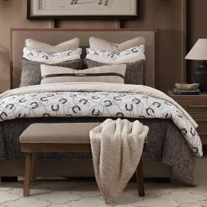 Tasha Polizzi for Paseo Road Pierre Equestrian Western Bedding 3 Piece King Size Comforter Set, Brown Tan Cotton Sateen, Horseshoe Print, Modern Rustic Style Western Comforter with Pillow Shams