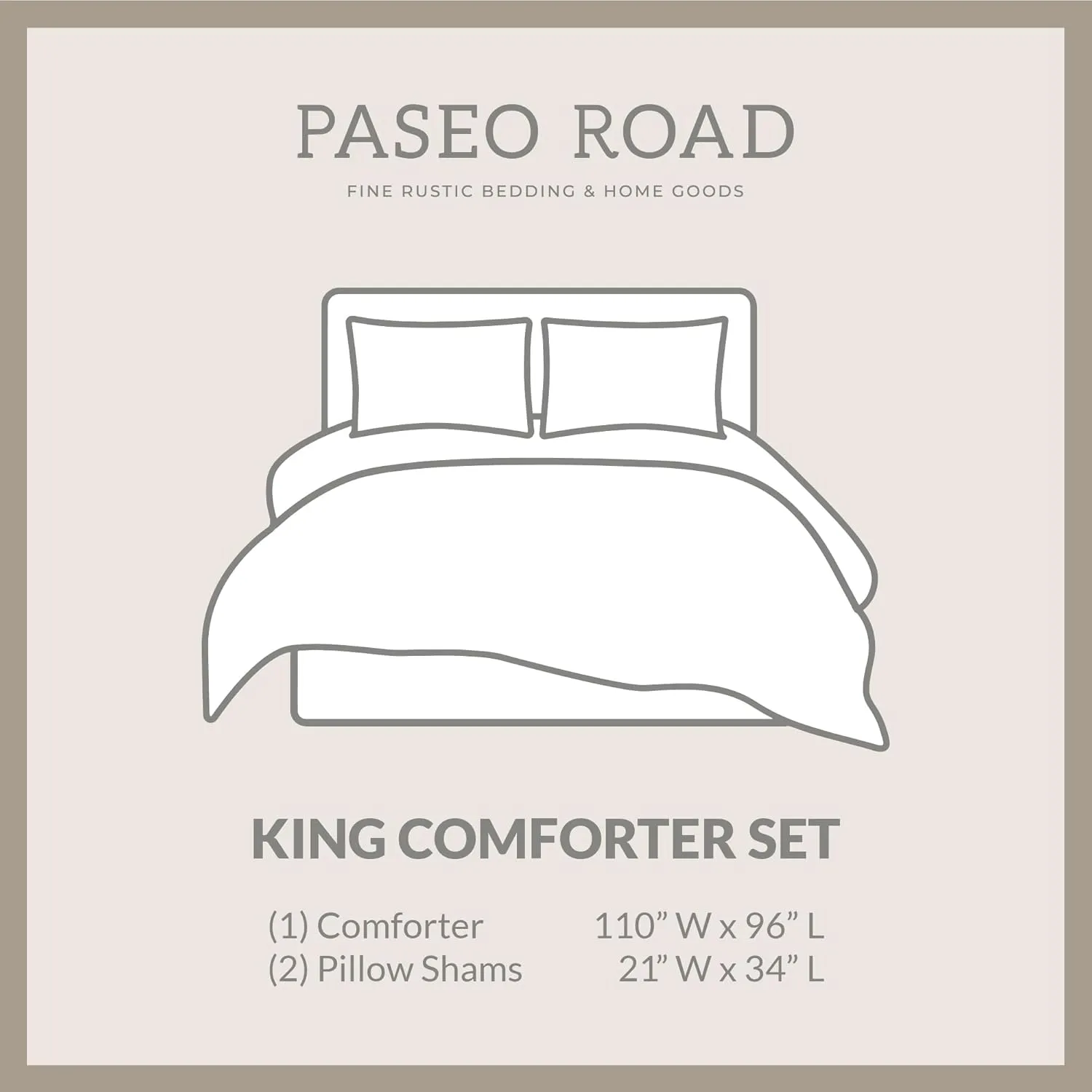 Tasha Polizzi for Paseo Road Pierre Equestrian Western Bedding 3 Piece King Size Comforter Set, Brown Tan Cotton Sateen, Horseshoe Print, Modern Rustic Style Western Comforter with Pillow Shams