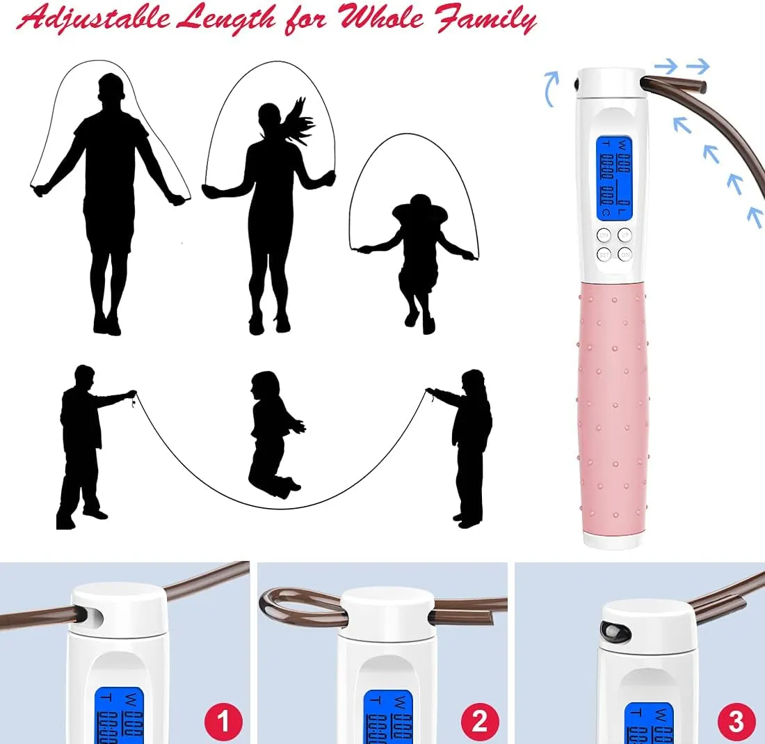 Te-Rich Jump Rope, Weighted Jump Rope for Fitness, Skipping Rope with Counter - Heavy Handles, Adjustable Length - Cordless Jumping Rope for Men Women Kids Fitness Exercise Training