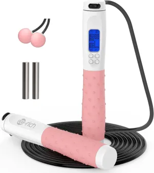 Te-Rich Jump Rope, Weighted Jump Rope for Fitness, Skipping Rope with Counter - Heavy Handles, Adjustable Length - Cordless Jumping Rope for Men Women Kids Fitness Exercise Training