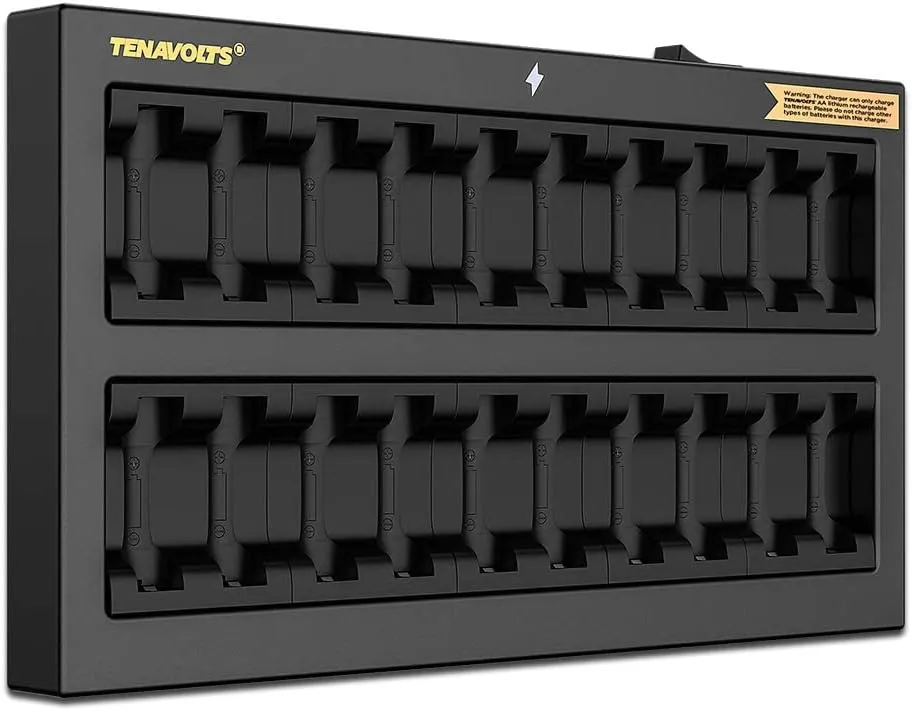 TENAVOLTS 1.5V AA Lithium Rechargeable Battery, 1.8h Fast Charge, Wall Charger, Constant Output at 1.5V, 2775 mWh, 20 Count with Charger