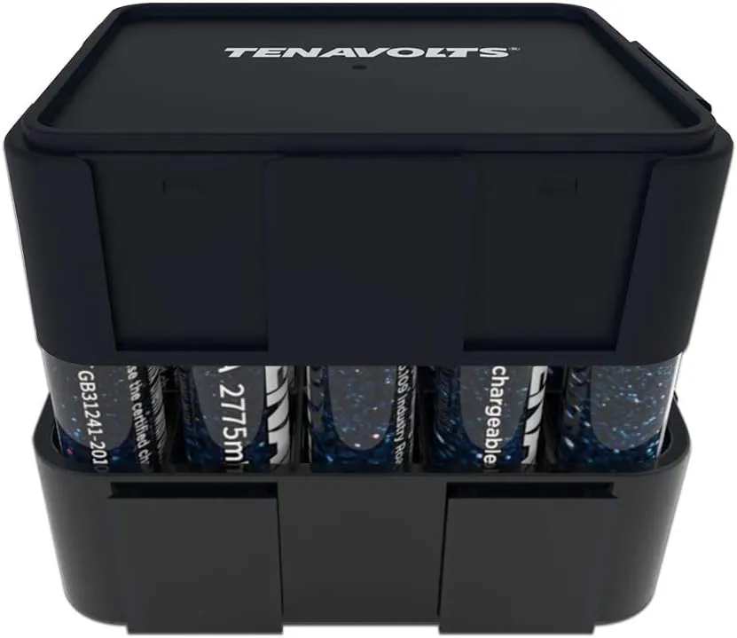 TENAVOLTS 1.5V AA Lithium Rechargeable Battery, 1.8h Fast Charge, Wall Charger, Constant Output at 1.5V, 2775 mWh, 20 Count with Charger